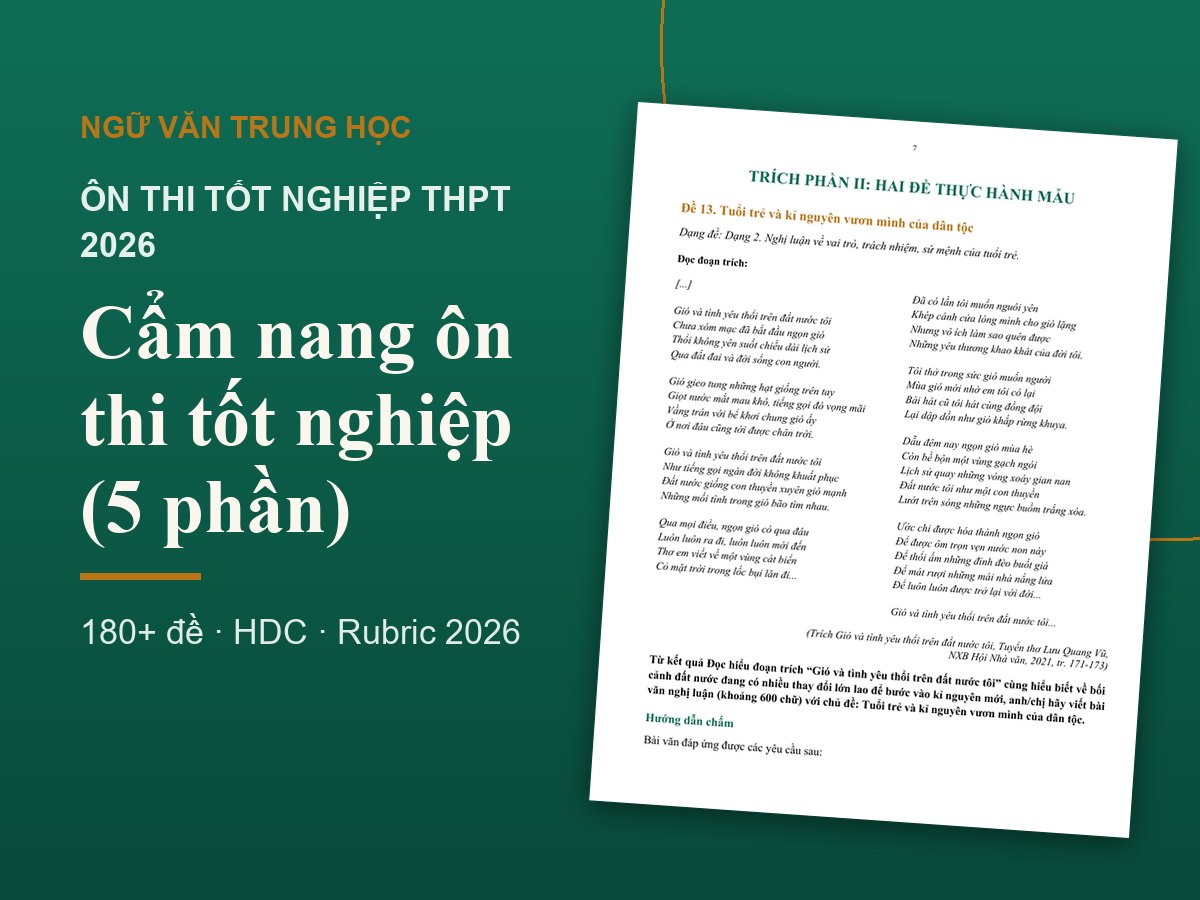 Cẩm nang ôn thi tốt nghiệp THPT 2026 (5 phần)