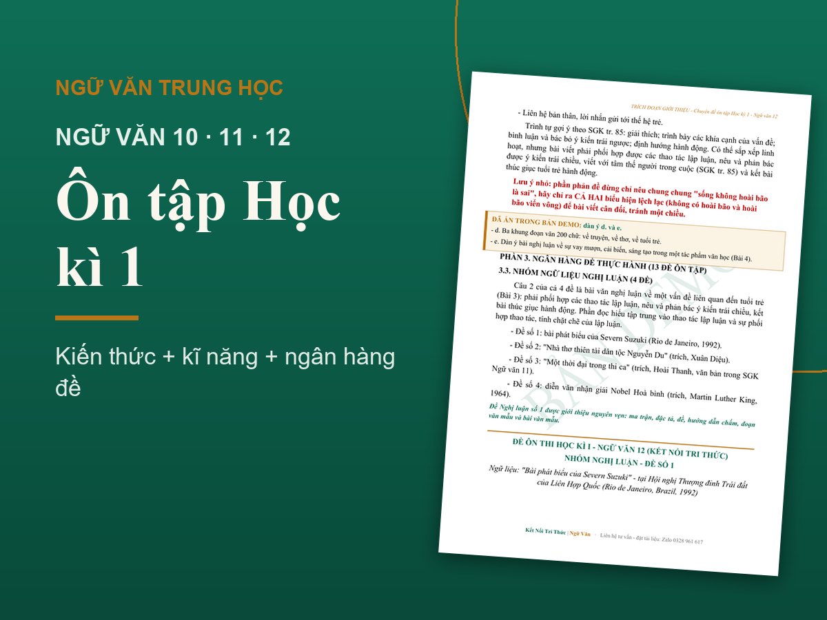 Chuyên đề ôn tập Học kì 1 Ngữ văn 10, 11, 12